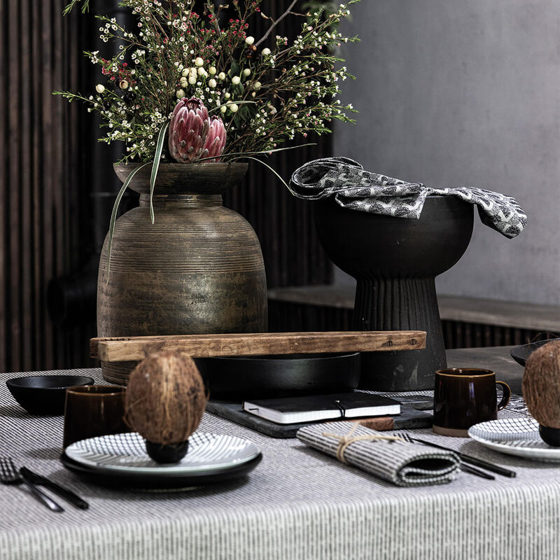 Tablecloth Empreintes Black 150x150 100% cotton, , hi-res image number 0