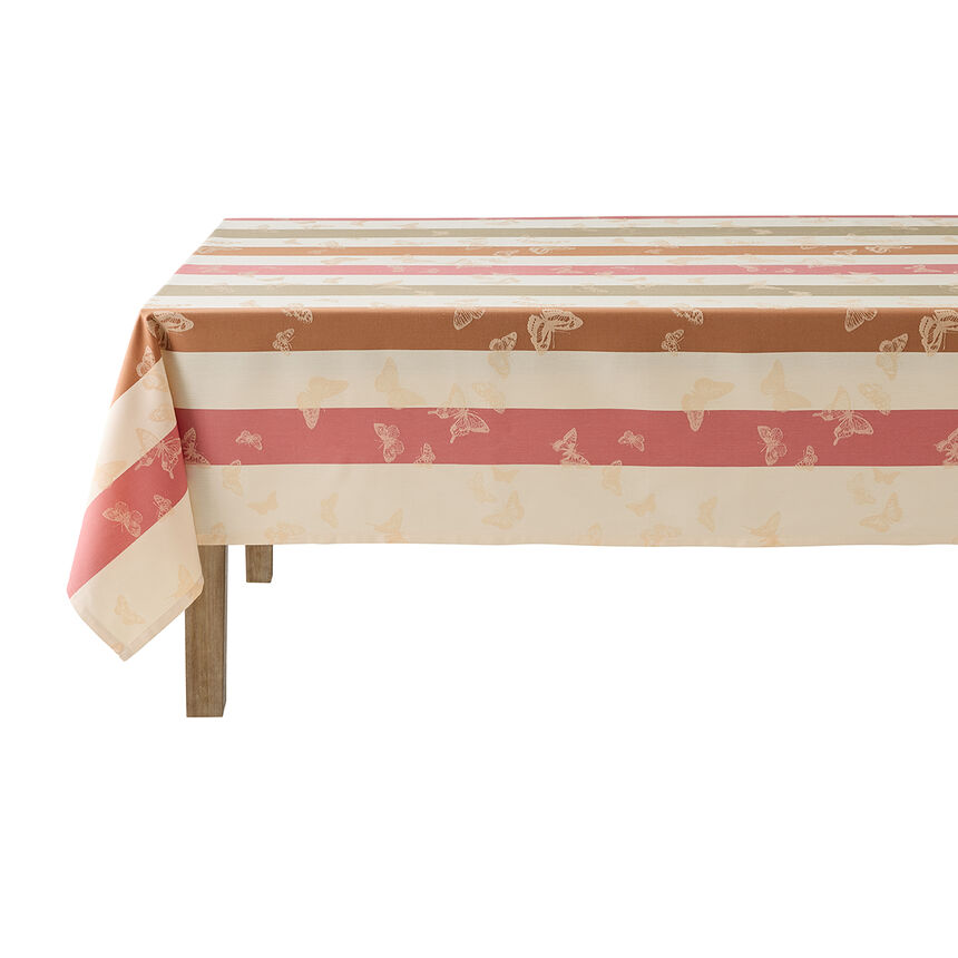 Coated tablecloth Bal des papillons Coated Pink 175x320 100% cotton, , hi-res image number 3
