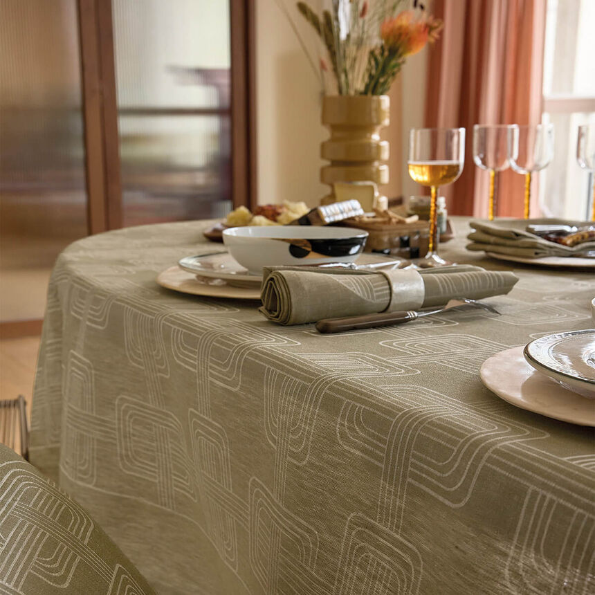 Tablecloth H&ocirc;tel particulier Green 120x120 100% linen, , hi-res image number 3