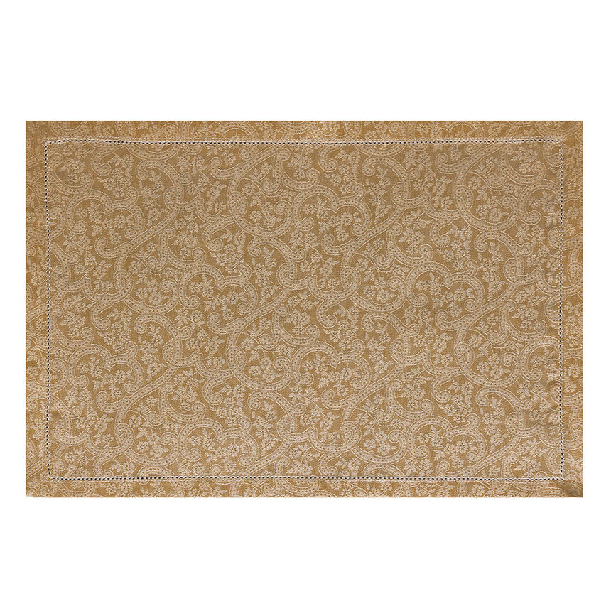 Placemat Portofino Fiori Brown 50x36 100% linen, , hi-res image number 0