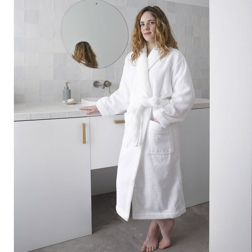 Robe Caresse White Large 100% cotton, , hi-res image number 0