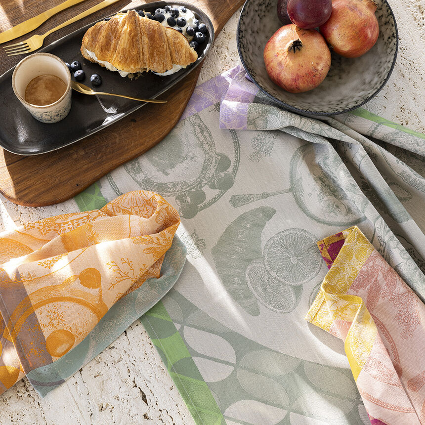 Tea towel Brunch Gourmand  Green 60x80 100% cotton, , hi-res image number 1