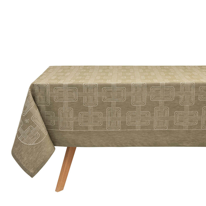 Tablecloth H&ocirc;tel particulier Green 120x120 100% linen, , hi-res image number 1