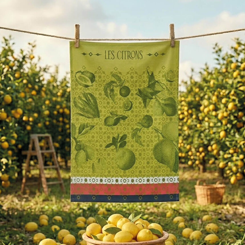 Tea towel La beaut&eacute; du zeste Green 60x80 100% cotton, , hi-res image number 0