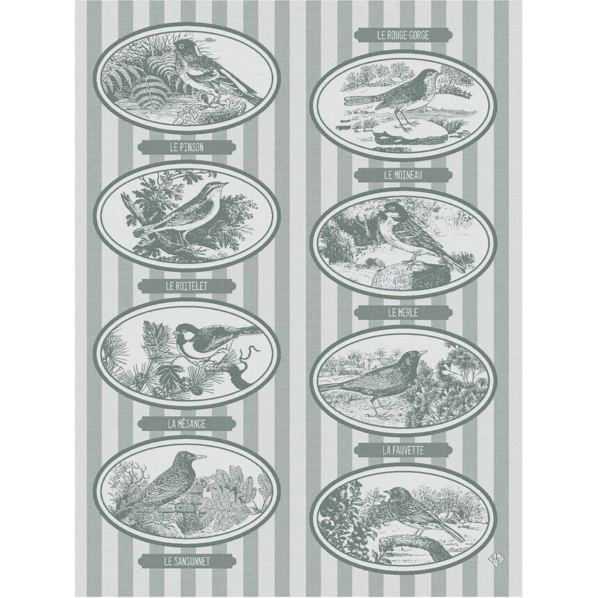 Tea towel M&eacute;lodies Green 60x80 100% cotton, , hi-res image number 0