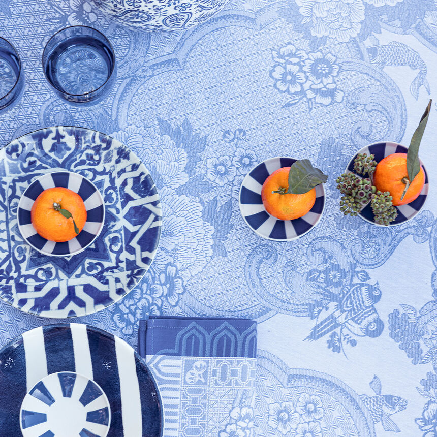 Tablecloth Promenade Imp&eacute;riale Blue 120x120 100% cotton, , hi-res image number 6