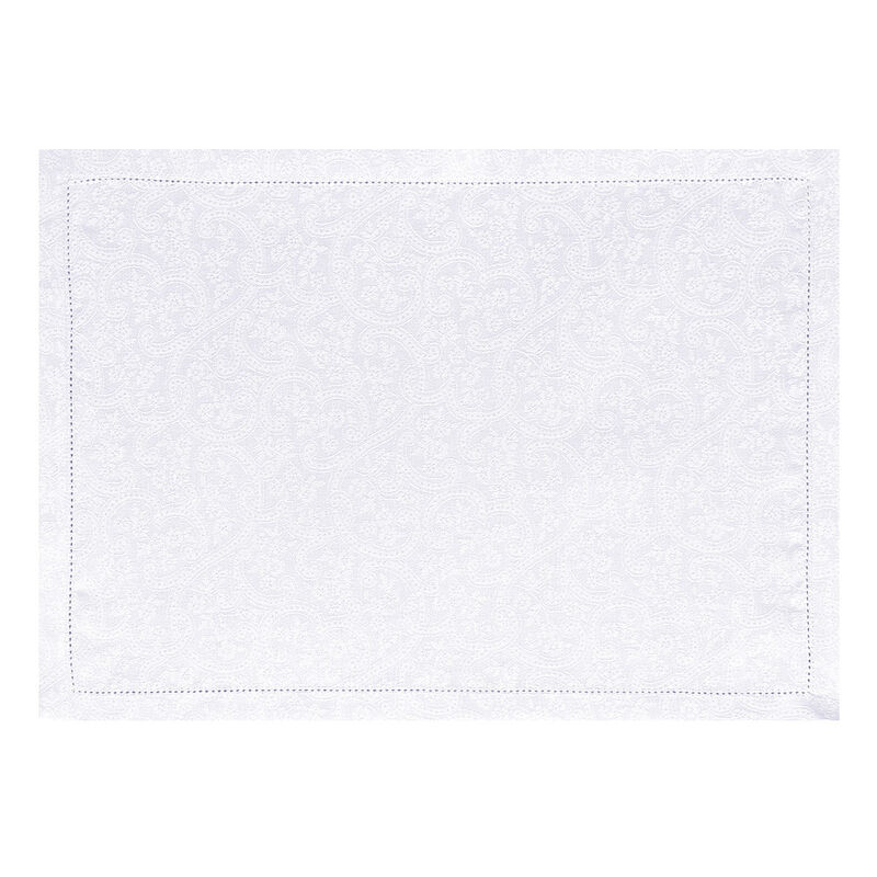 Placemat Portofino Fiori White 50x36 100% linen, , hi-res image number 1