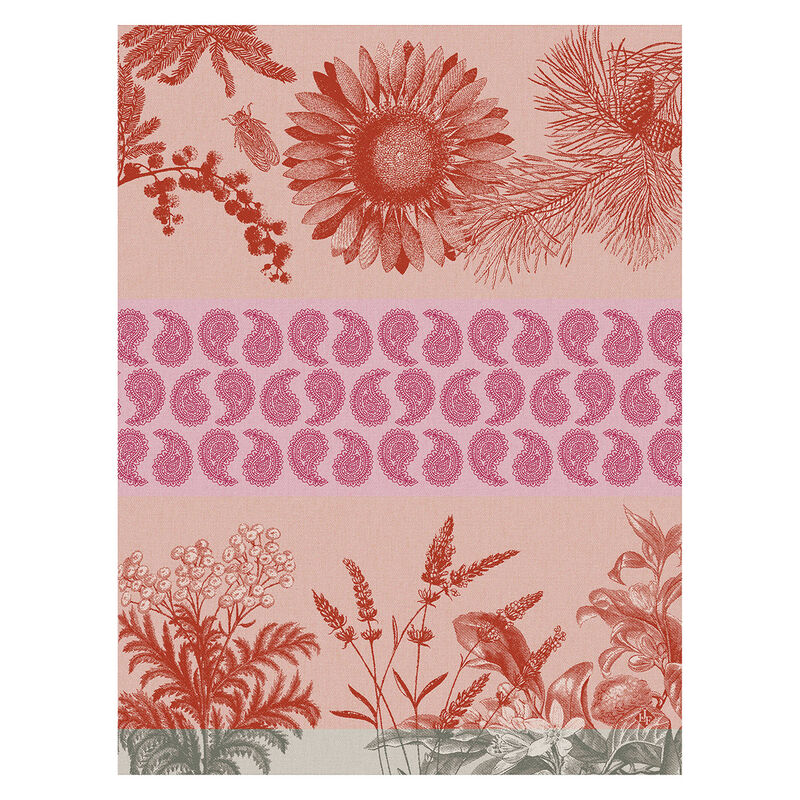 Tea towel Soleil au jardin Red 60x80 100% cotton, , hi-res image number 0