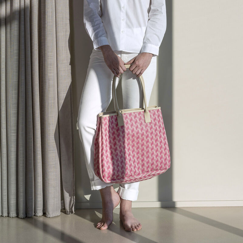 Tote bag pinkcotton / leather Coated Canvas Picto