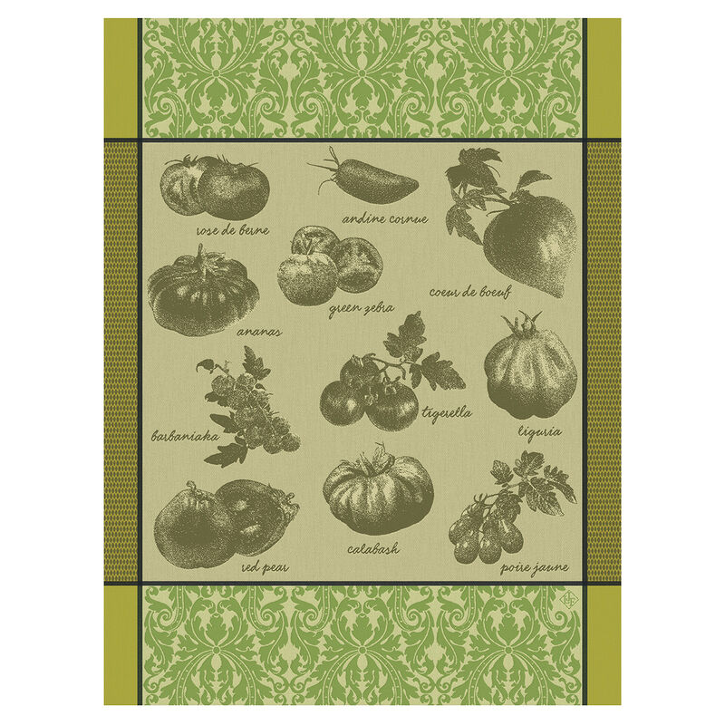 Tea towel Tomates Green 60x80 100% cotton, , hi-res image number 0