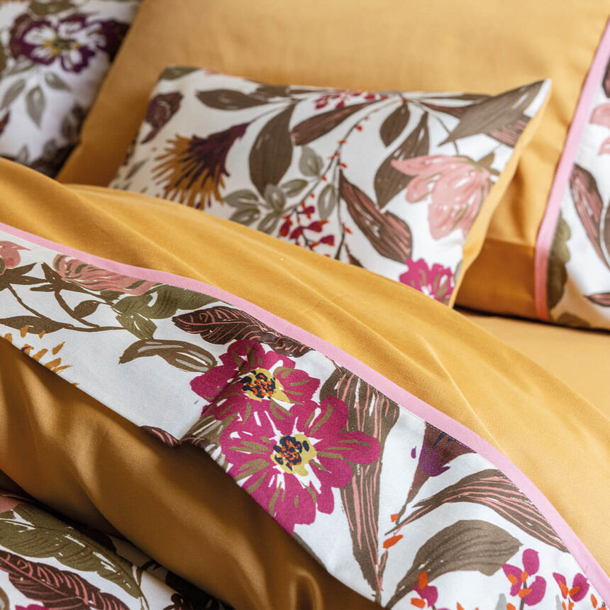 Flat sheets Panache de fleurs  Yellow 190X290 100% cotton, , hi-res image number 1