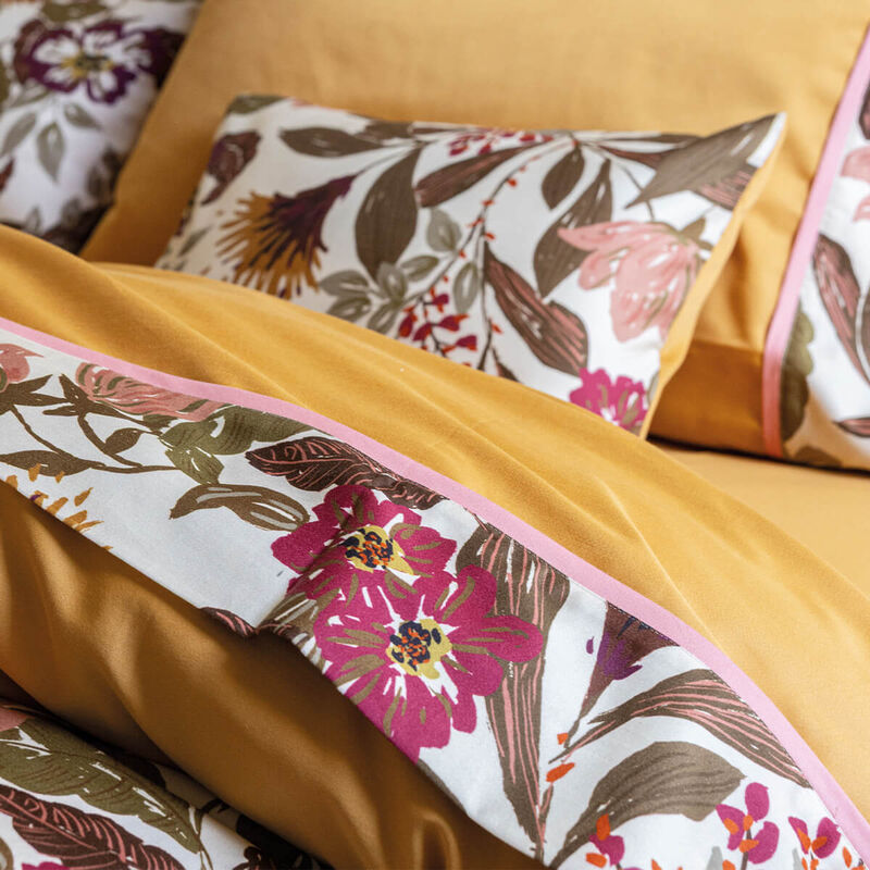 Flat sheets Panache de fleurs Yellow 190X290 100% cotton, , hi-res image number 1