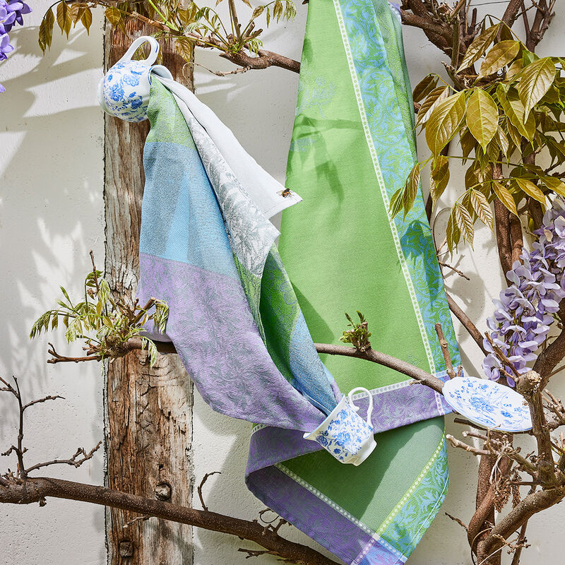 Tea towel Floraison Uni Blue 60x80 100% cotton, , hi-res image number 0