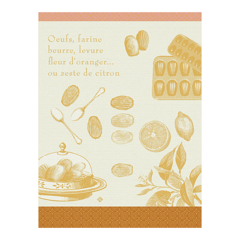 Tea towel Recettes - Madeleines Yellow 60x80 100% cotton, , hi-res image number 0