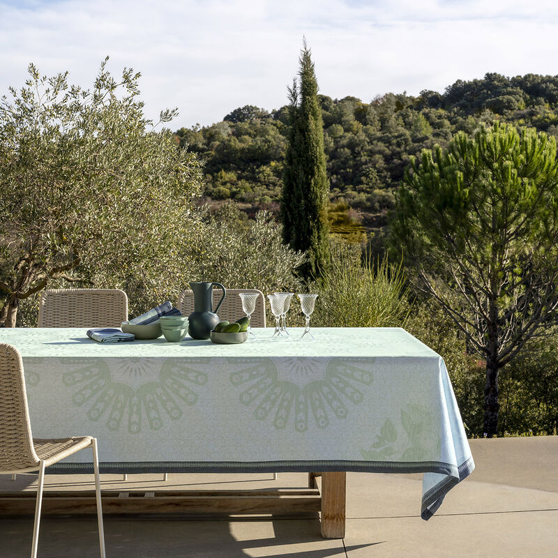 Tablecloth Jardin d'orient Light Green 120x120 100% linen, , hi-res image number 0