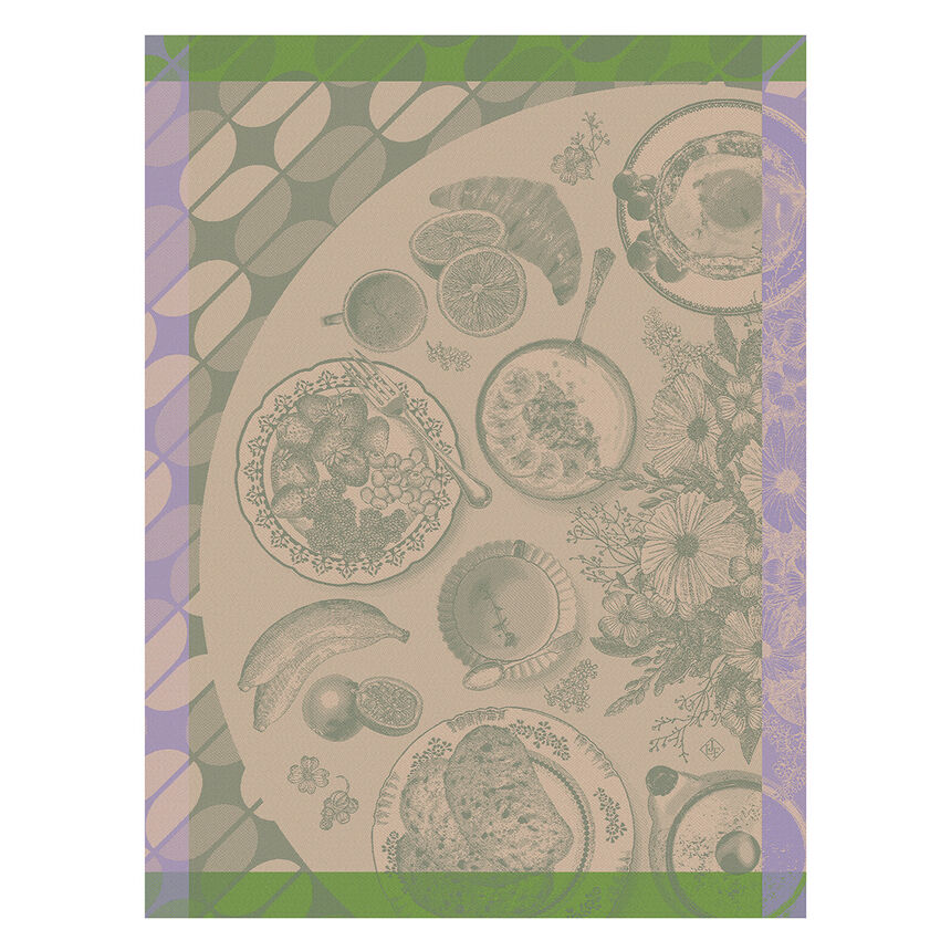 Tea towel Brunch Gourmand  Green 60x80 100% cotton, , hi-res image number 0