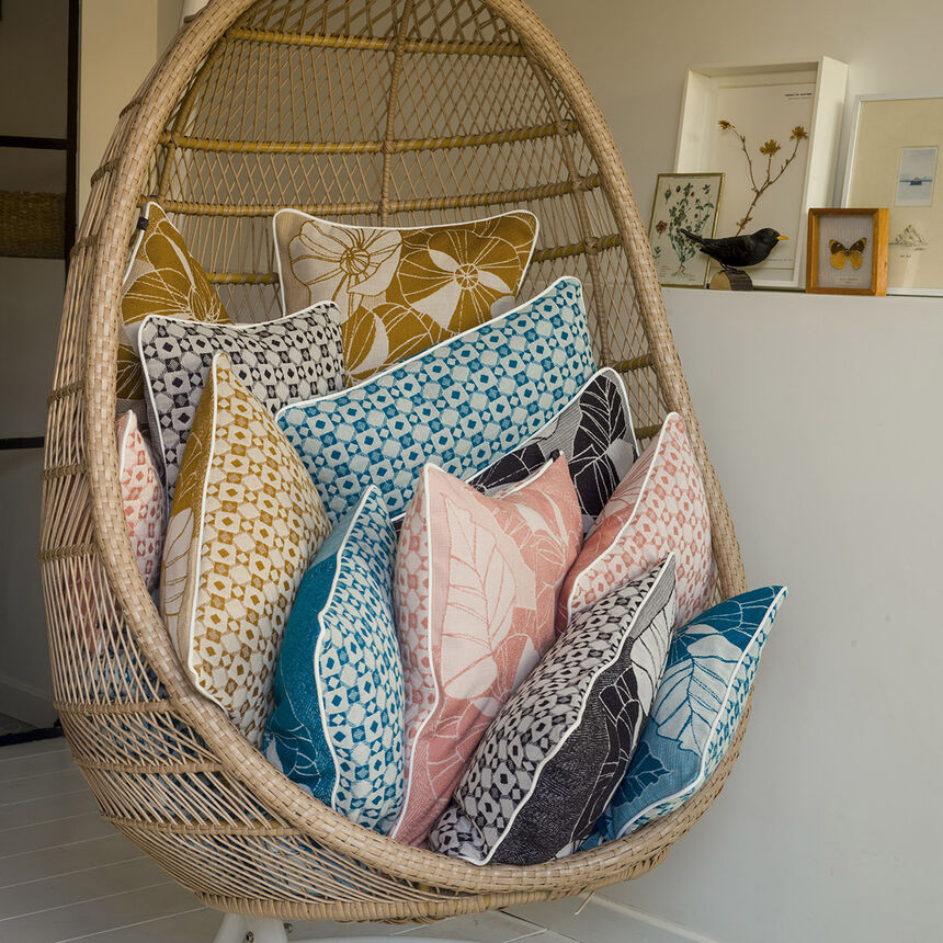 Cushion cover Pochoir Black 30x50 100% cotton, , hi-res image number 0