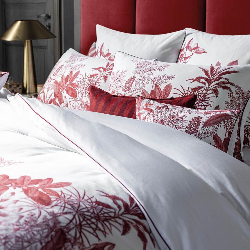 Duvet cover Feuilles en sc&egrave;ne  Red 135X200 100% cotton, , hi-res image number 2