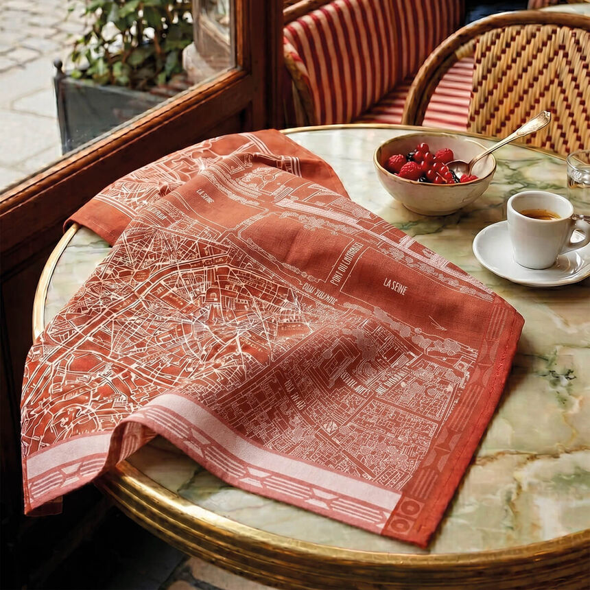 Tea towel A vol d'oiseau Paris Red 60x80 100% cotton, , hi-res image number 0