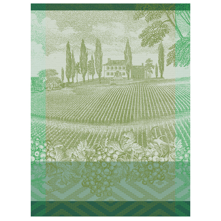 Tea towel Vignoble Green 60x80 100% cotton, , hi-res image number 0