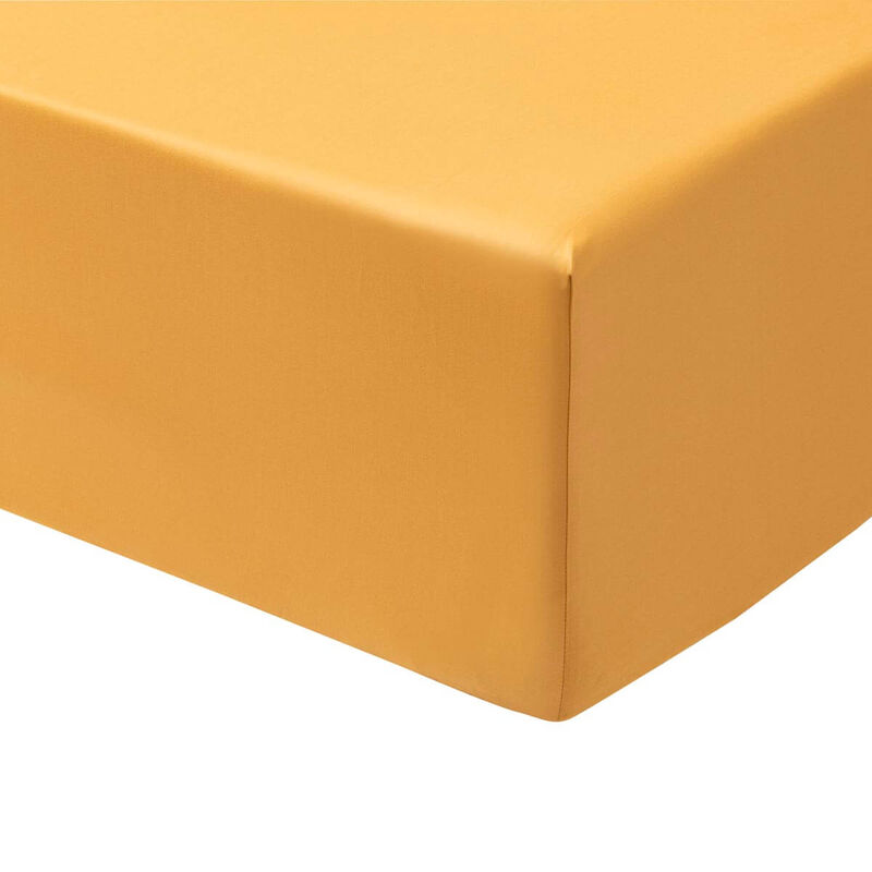 Fitted sheets Panache de fleurs Yellow 100X200X35 100% cotton, , hi-res image number 0
