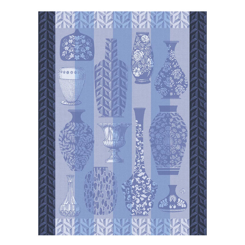 Tea towel Poteries Blue 60x80 100% cotton, , hi-res image number 0