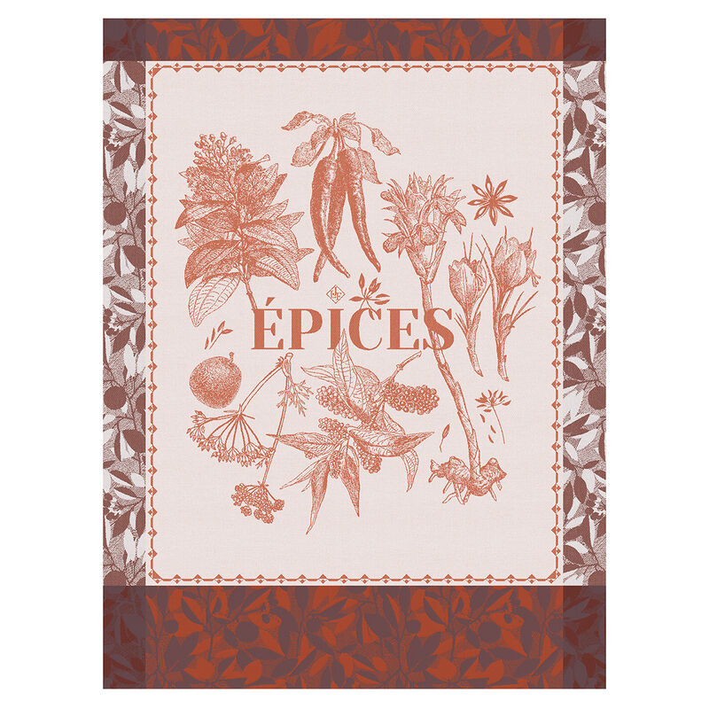 Tea towel Épices & Aromates Red 60x80 100% cotton, , hi-res image number 0