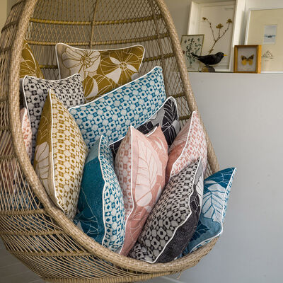 Cushion cover Pochoir Lagoon 50x50 98% Cotton / 2% Polyamide