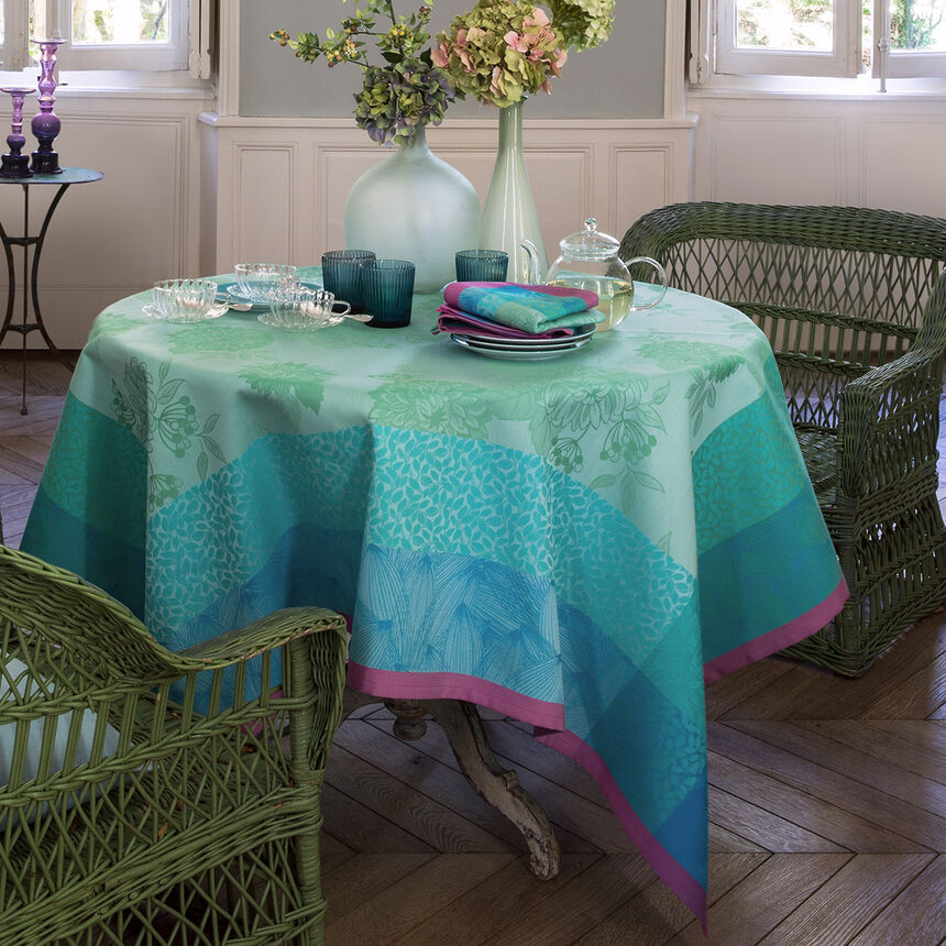 Tablecloth Parfums de bagatelle Hydrangea 175x175 100% cotton, , hi-res image number 0