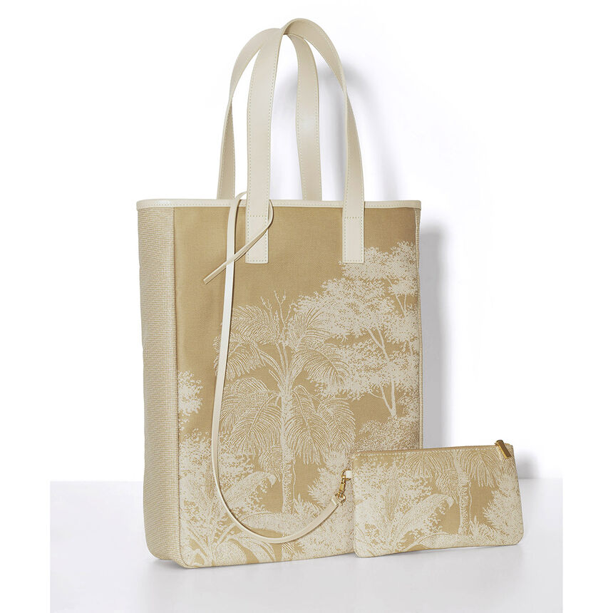 Hand-carried bag Paysage Brown  100% cotton, acrylic coating. Garnish: Cattle leather, , hi-res image number 1