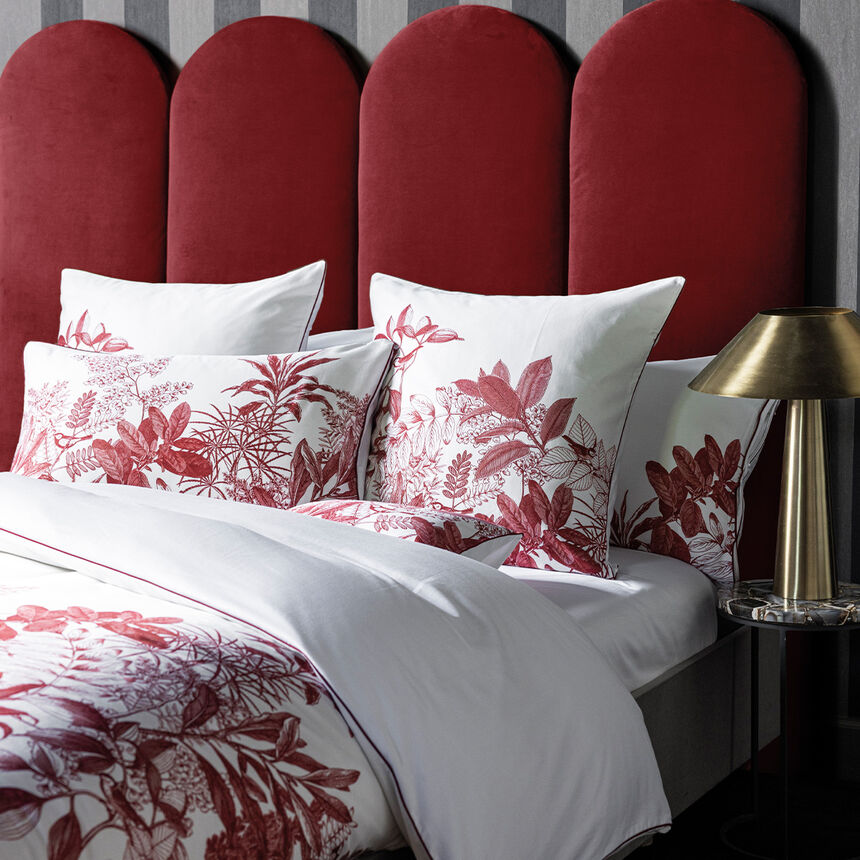 Pillowcase Feuilles en sc&egrave;ne  Red 40X80 100% cotton, , hi-res