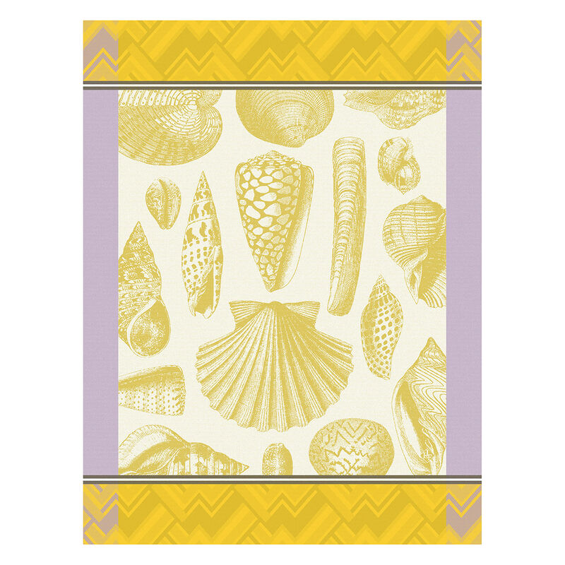 Tea towel Coquillage Yellow 60x80 100% cotton, , hi-res image number 0