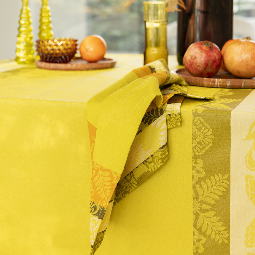 Coated tablecloth Mumbai Enduit Yellow 150x260 100% cotton, , hi-res image number 3
