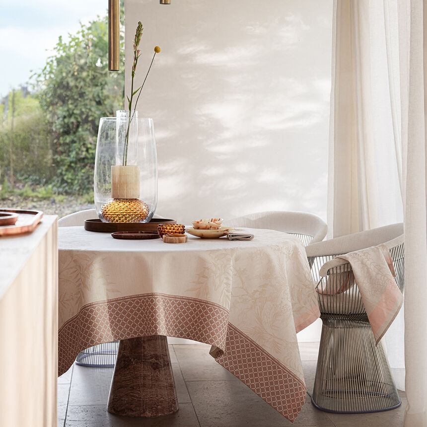 Tablecloth Jardin d'Eden Beige 175x175 100% cotton, , hi-res image number 1