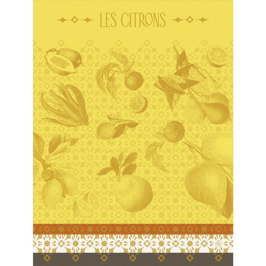 Tea towel La beaut&eacute; du zeste Yellow 60x80 100% cotton, , hi-res image number 0