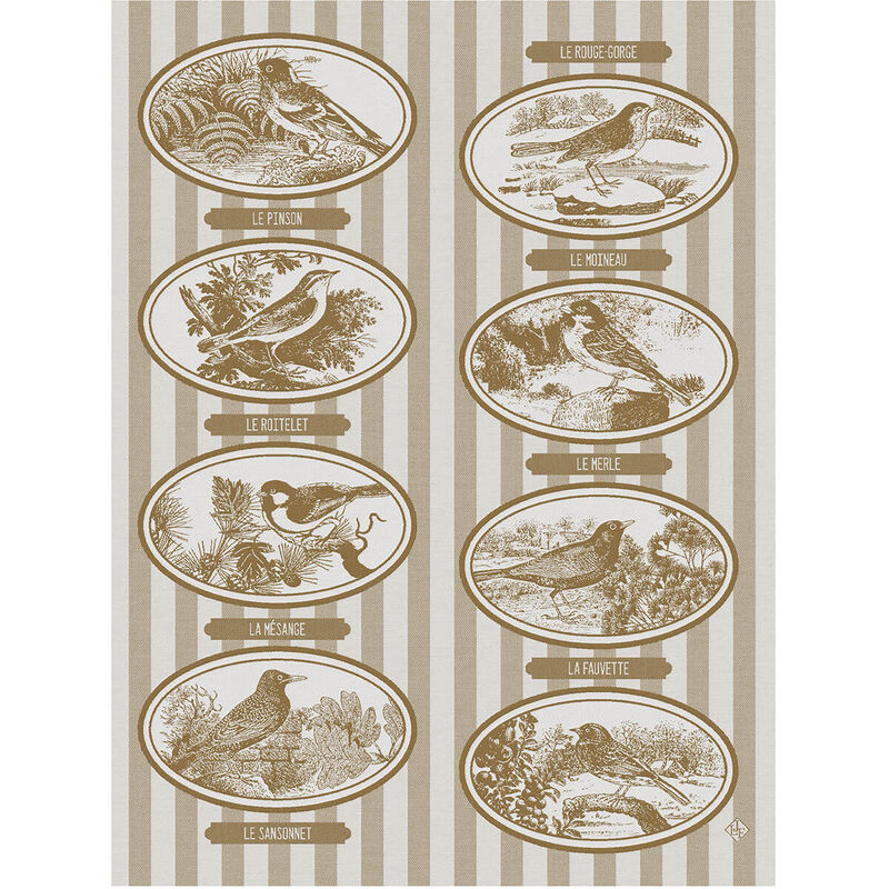 Tea towel Mélodies Beige 60x80 100% cotton, , hi-res image number 0