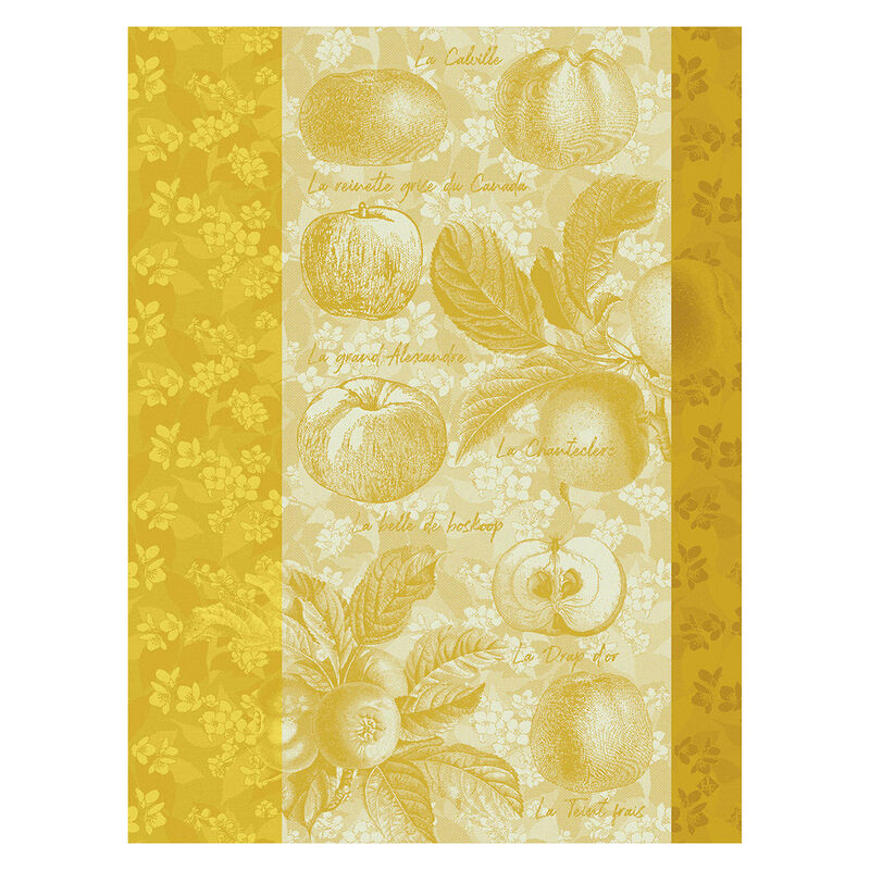 Tea towel Pommes à croquer Yellow 60x80 100% cotton, , hi-res image number 0