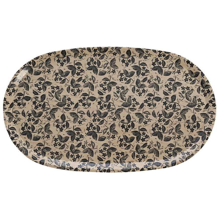 Tray Slow Life Carbon oval55x32 Wood / 100% birch, , hi-res image number 0