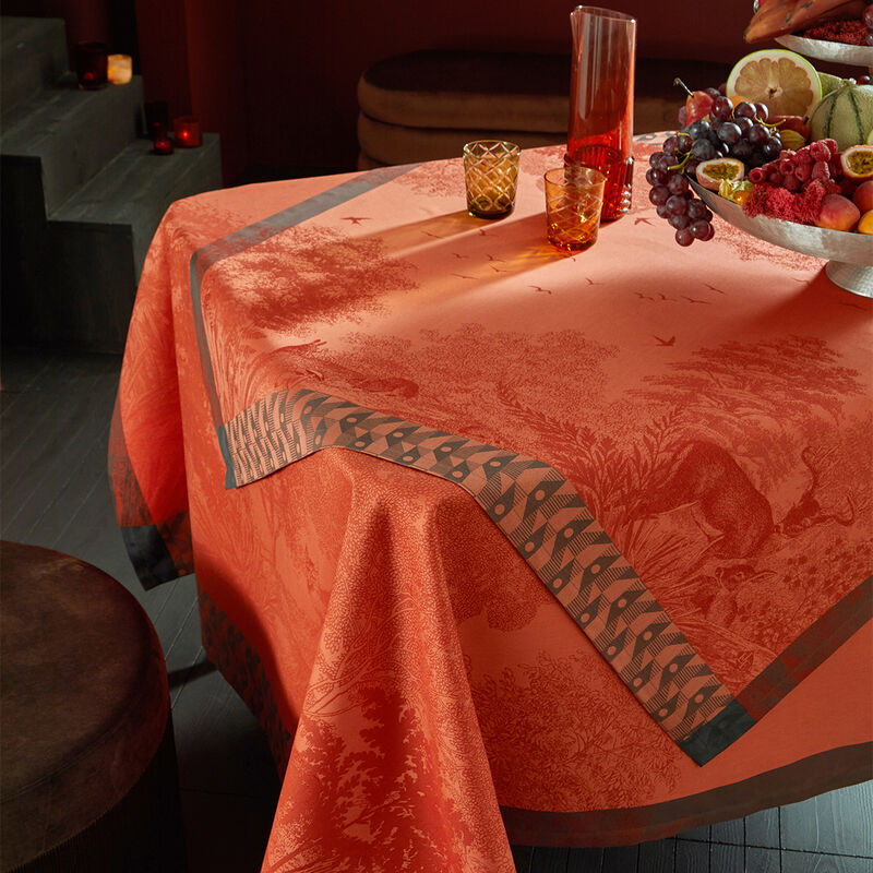 Tablecloth For&ecirc;t enchant&eacute;e Orange 175x175 100% cotton, , hi-res image number 1