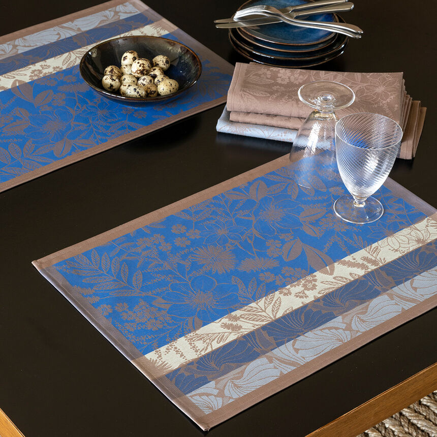 Coated placemat Cottage Blue 50x36 100% cotton, , hi-res