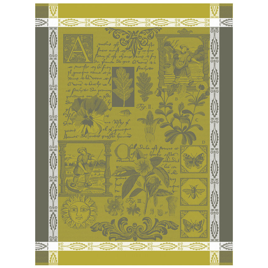 Tea towel Herbier Green 60x80 100% cotton, , hi-res image number 0