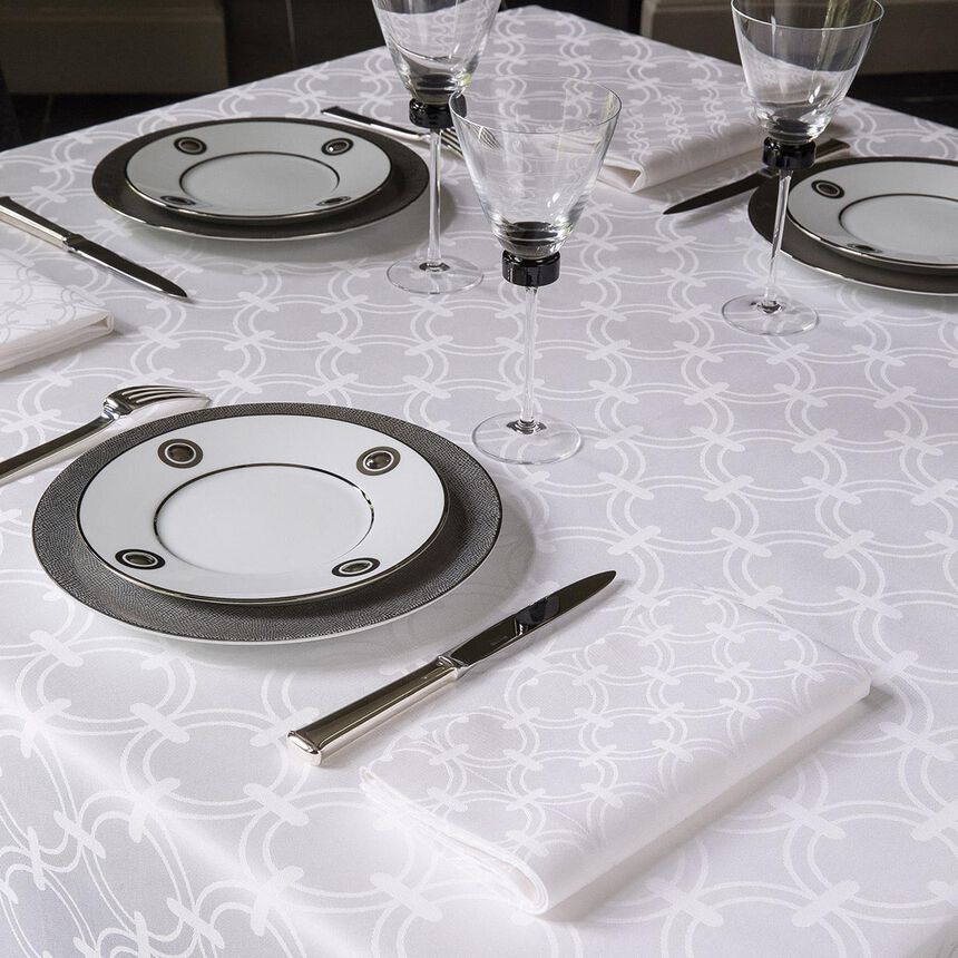 Tablecloth Anneaux White 170x170 100% cotton, , hi-res image number 0
