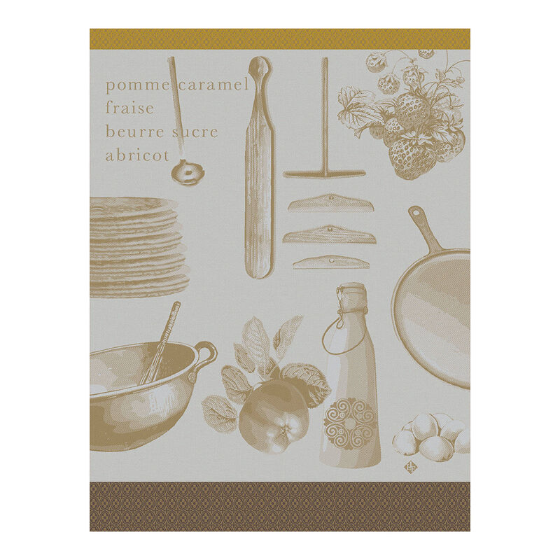 Tea towel Recettes - Crèpes Ecru 60x80 100% cotton, , hi-res image number 0