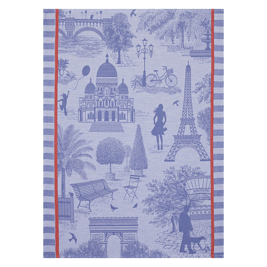 Tea towel Toile de paris Purple 60x80 100% cotton, , hi-res image number 0
