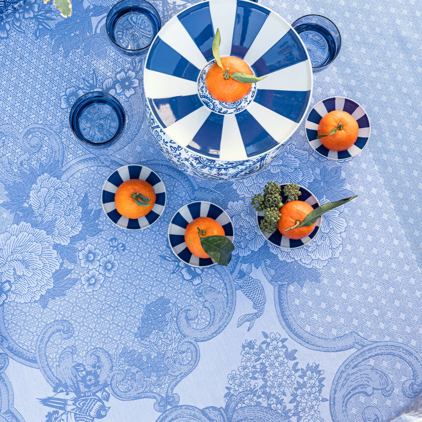 Tablecloth Promenade Imp&eacute;riale Blue 120x120 100% cotton, , hi-res image number 0