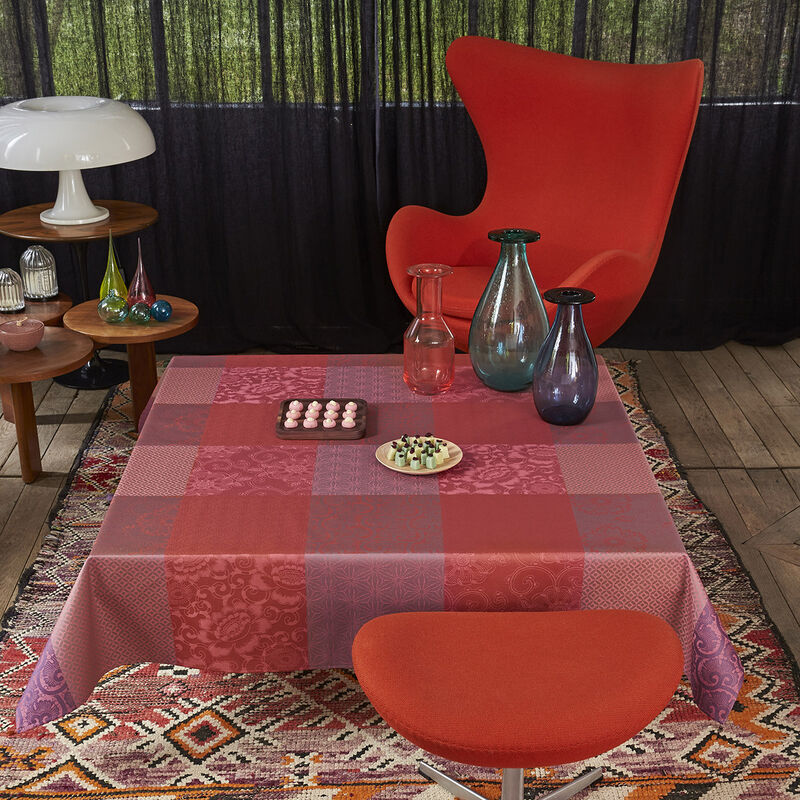 Coated tablecloth Fleurs de Kyoto Maple 175x175 100% cotton, , hi-res image number 0