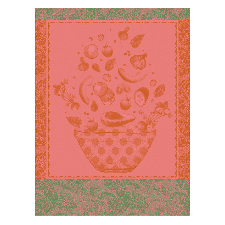 Tea towel Salade d'&eacute;t&eacute; Red 60x80 100% cotton, , hi-res image number 0