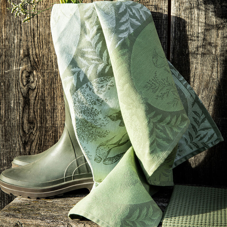 Tea towel Jos&eacute;phine Green 60x80 100% cotton, , hi-res image number 0