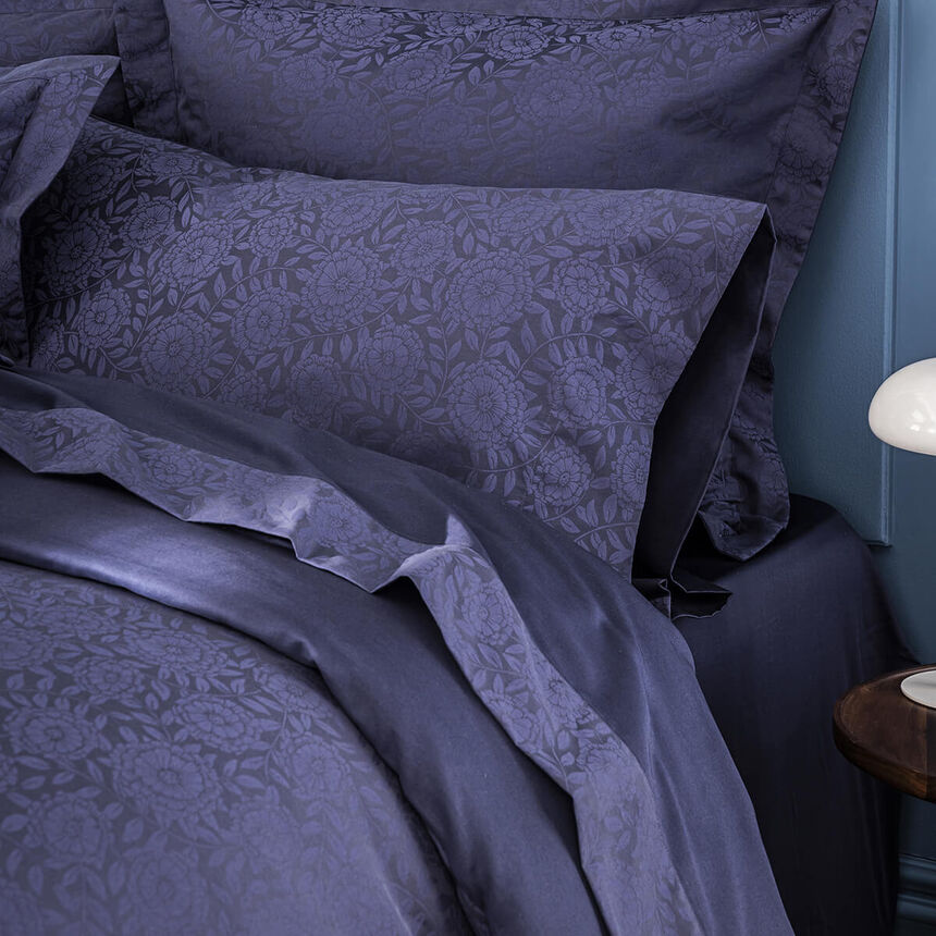 Flat sheet Flora Dark blue 240X300 100% cotton, , hi-res image number 2