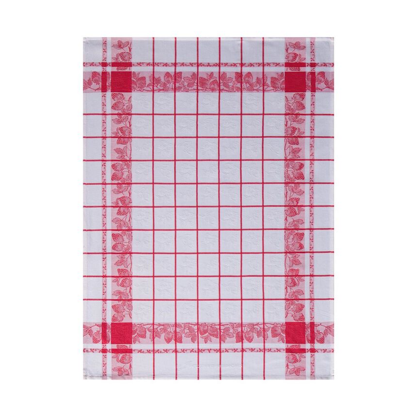 Tea towel Fraises Red 60x80 100% cotton, , hi-res image number 0